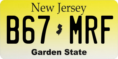 NJ license plate B67MRF