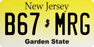 NJ license plate B67MRG