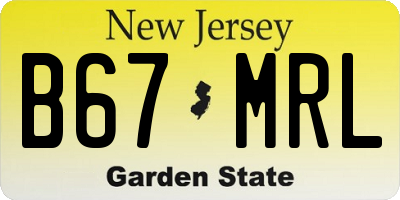 NJ license plate B67MRL