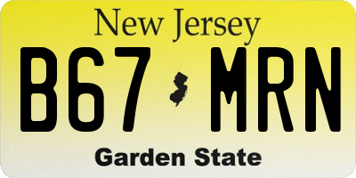 NJ license plate B67MRN