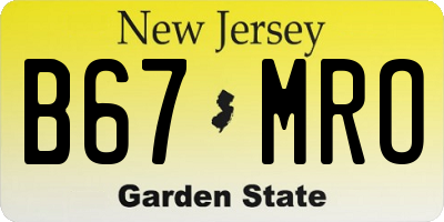 NJ license plate B67MRO