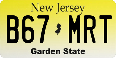 NJ license plate B67MRT