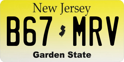NJ license plate B67MRV