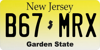 NJ license plate B67MRX