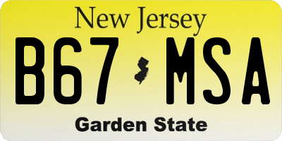 NJ license plate B67MSA