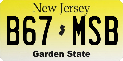 NJ license plate B67MSB