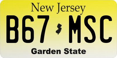 NJ license plate B67MSC