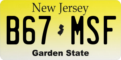 NJ license plate B67MSF