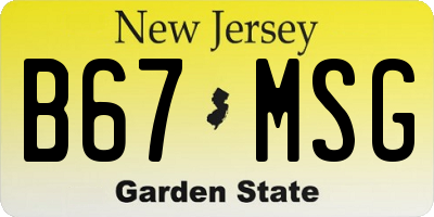 NJ license plate B67MSG