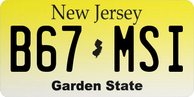 NJ license plate B67MSI