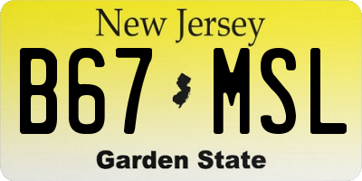 NJ license plate B67MSL