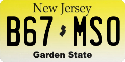 NJ license plate B67MSO