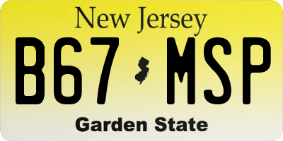 NJ license plate B67MSP