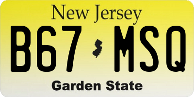 NJ license plate B67MSQ