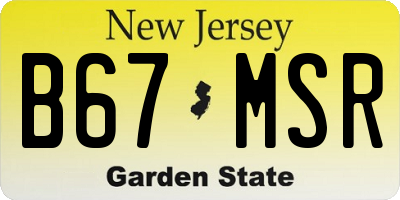 NJ license plate B67MSR