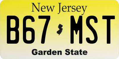 NJ license plate B67MST