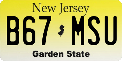 NJ license plate B67MSU