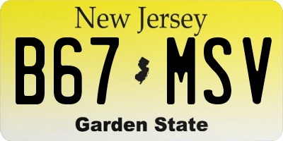 NJ license plate B67MSV