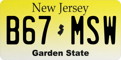 NJ license plate B67MSW