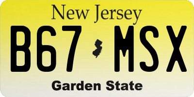 NJ license plate B67MSX