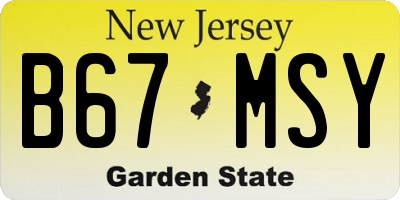 NJ license plate B67MSY