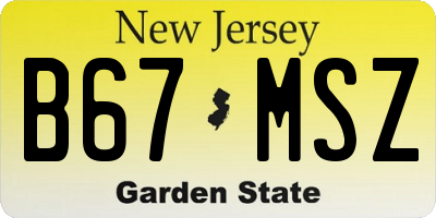 NJ license plate B67MSZ
