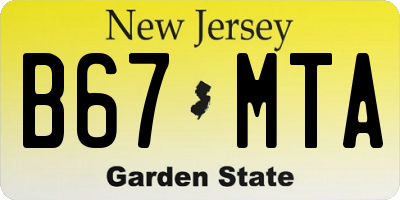 NJ license plate B67MTA