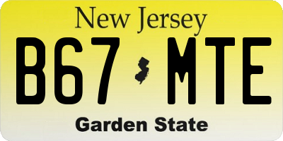 NJ license plate B67MTE