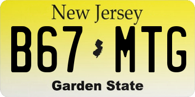 NJ license plate B67MTG