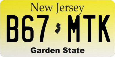 NJ license plate B67MTK
