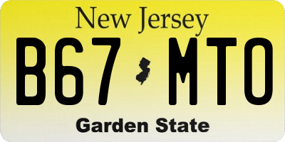 NJ license plate B67MTO