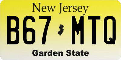 NJ license plate B67MTQ
