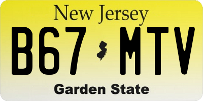 NJ license plate B67MTV