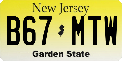 NJ license plate B67MTW