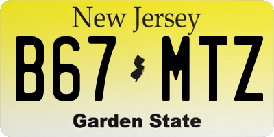 NJ license plate B67MTZ