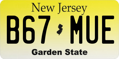 NJ license plate B67MUE