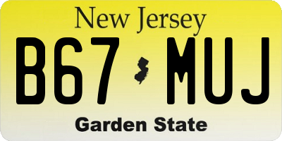 NJ license plate B67MUJ