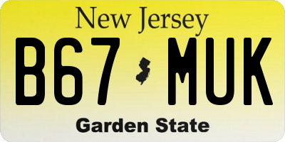 NJ license plate B67MUK