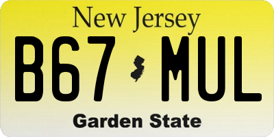 NJ license plate B67MUL