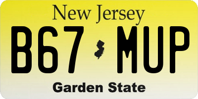 NJ license plate B67MUP