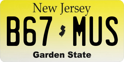 NJ license plate B67MUS