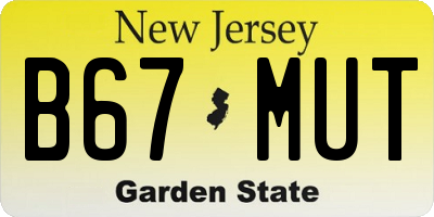NJ license plate B67MUT