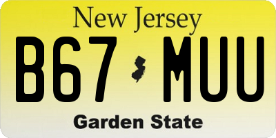 NJ license plate B67MUU