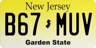 NJ license plate B67MUV