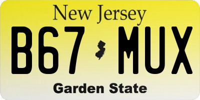 NJ license plate B67MUX