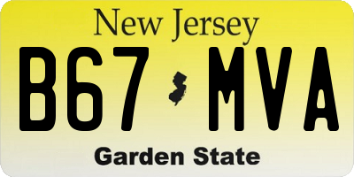 NJ license plate B67MVA