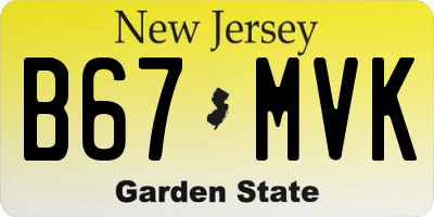 NJ license plate B67MVK