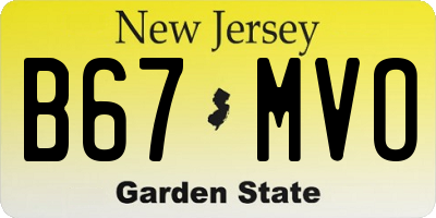 NJ license plate B67MVO