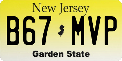 NJ license plate B67MVP