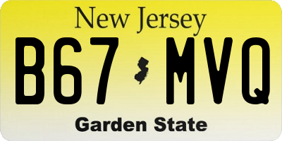 NJ license plate B67MVQ